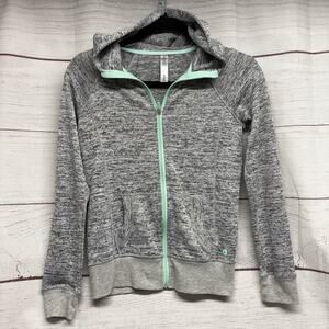 90 Degree by Reflex Girls Grey Space Dye Zip Up Hoodie Jacket Size L 12 Mint